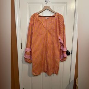 Chakeris Charleston Long Sleeve Striped Boho Revival Mini Dress Size Medium